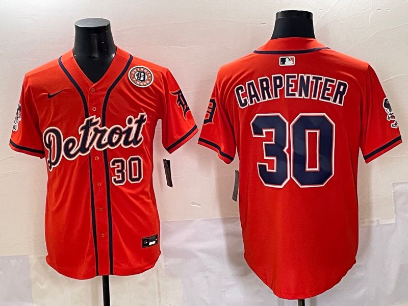 Men 2025 Detroit Tigers #30 Carpenter Orange Fashion Nike MLB Jersey style 7155